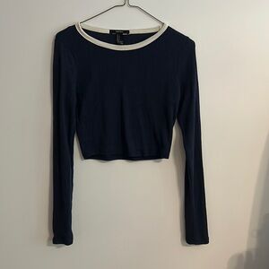 Navy long sleeve crop top